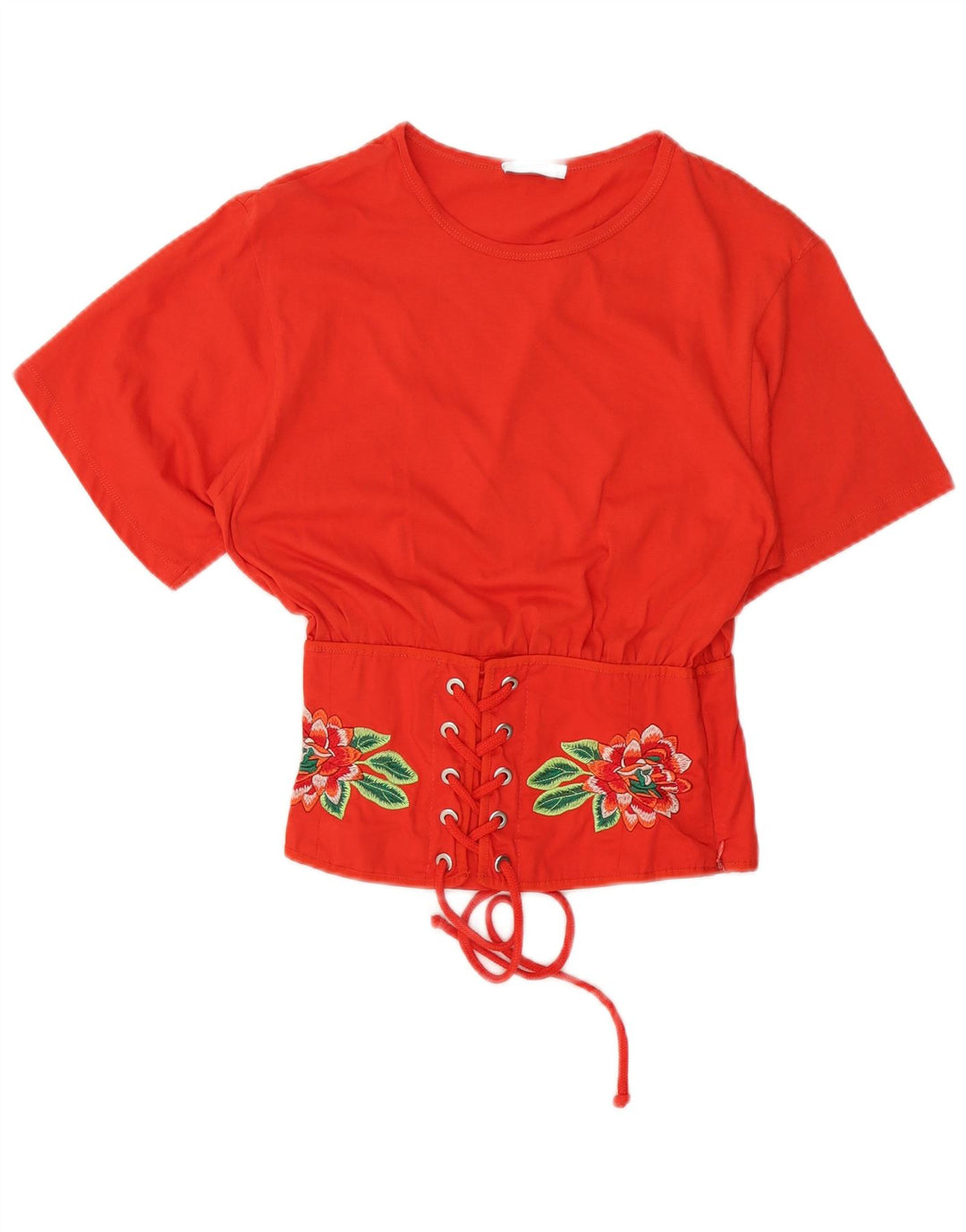 ZARA Blusa Corta De Ala De Murciélago Para Mujer UK 40 Medio Rojo Floral
