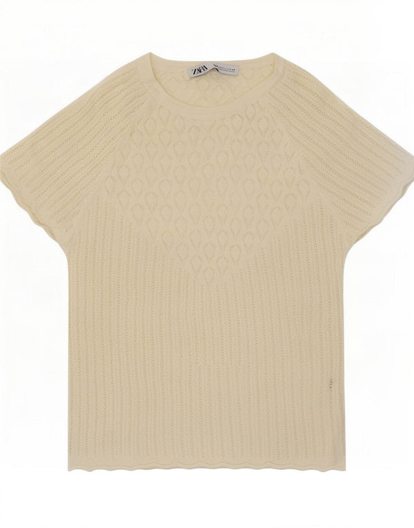 Zara Camiseta Mujer Top UK 40 Large Off White