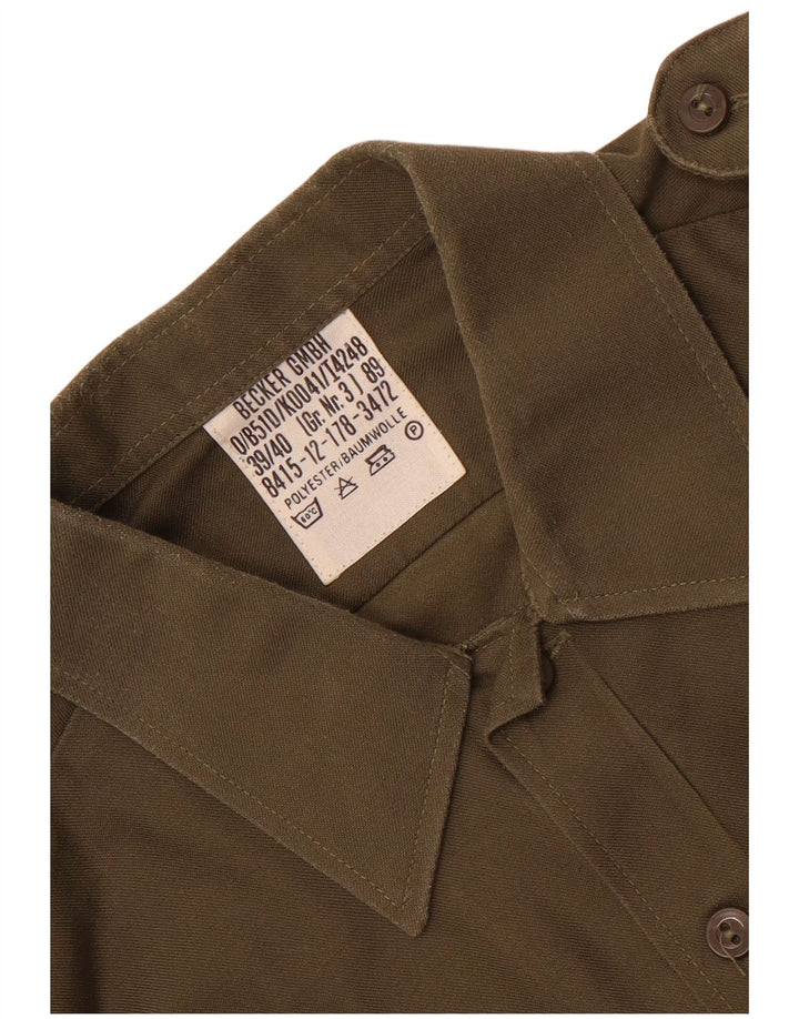 Camisa militar vintage para hombre talla 39/40 poliéster caqui medio