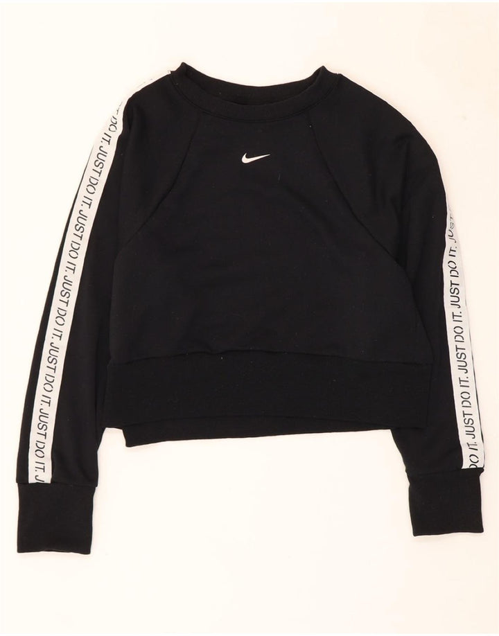 NIKE Womens Oversized Crop Graphic Sweatshirt Jumper UK 14 Medium Black Vintage Nike and Second-Hand Nike from Messina Hembry 