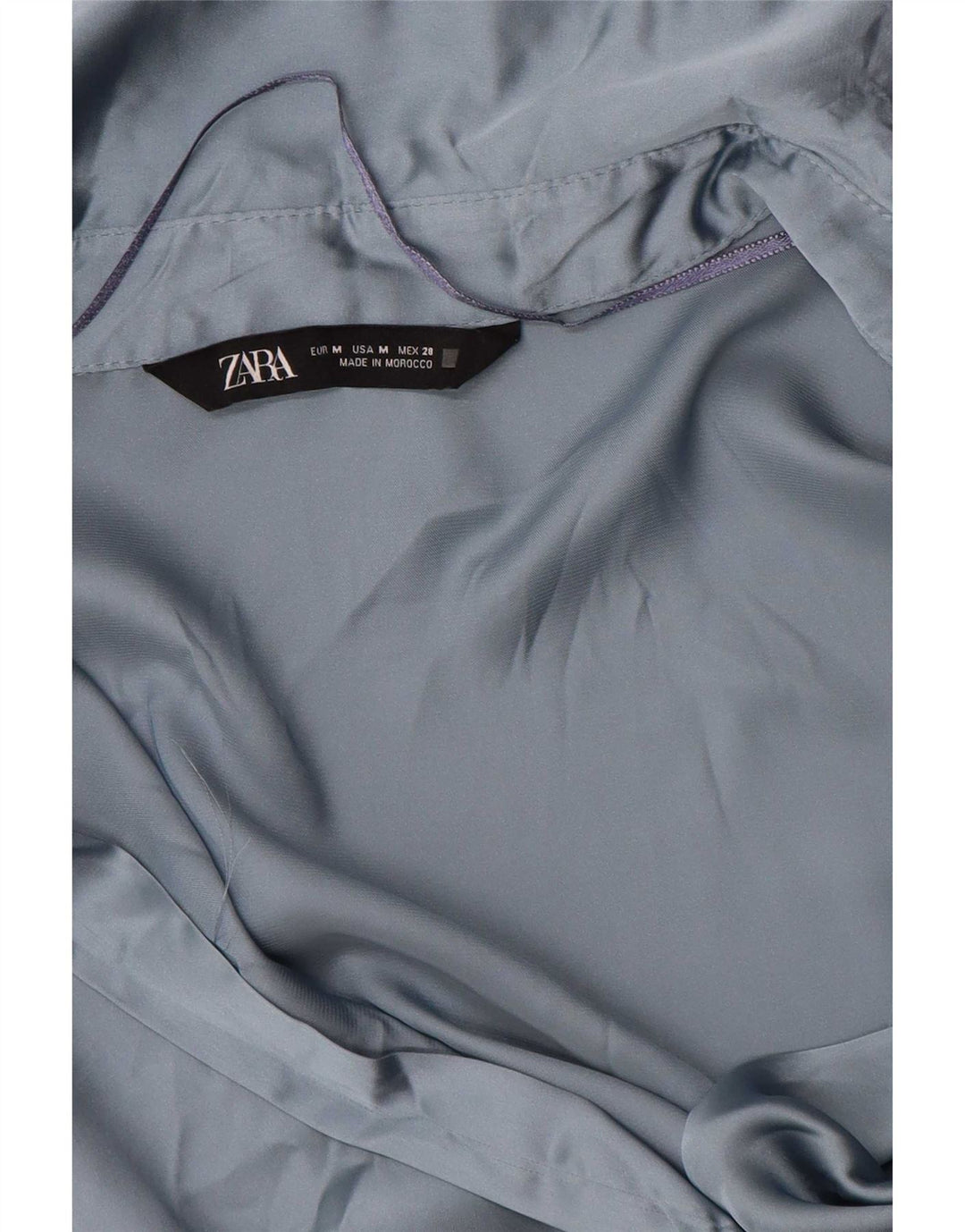 Zara Mujer Blusa Camisa UK 44 Poliéster Azul Medio