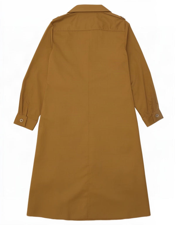 Vintage mujer manga larga camisa vestido Reino Unido 12 Medio Beige