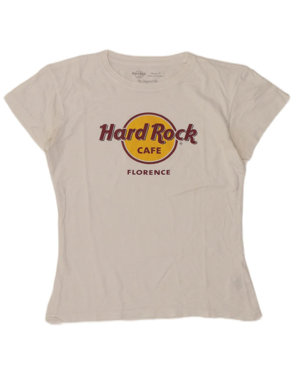 Hard Rock Cafe Mujer Florence Graphic Camiseta Top UK 40 Medium Blanco