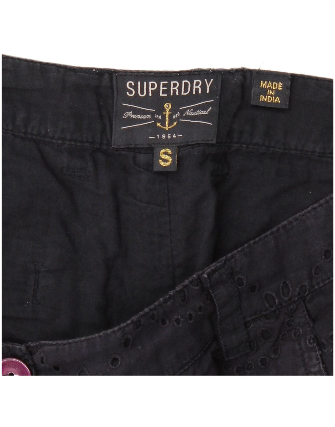 Superdry Hot Pants Mujer Pequeño W27 Azul Marino Floral