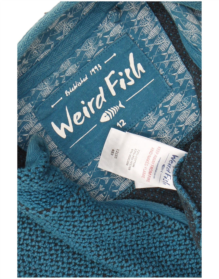 WEIRD FISH Sudadera con cuello y cremallera para mujer UK 40 Algodón azul medio