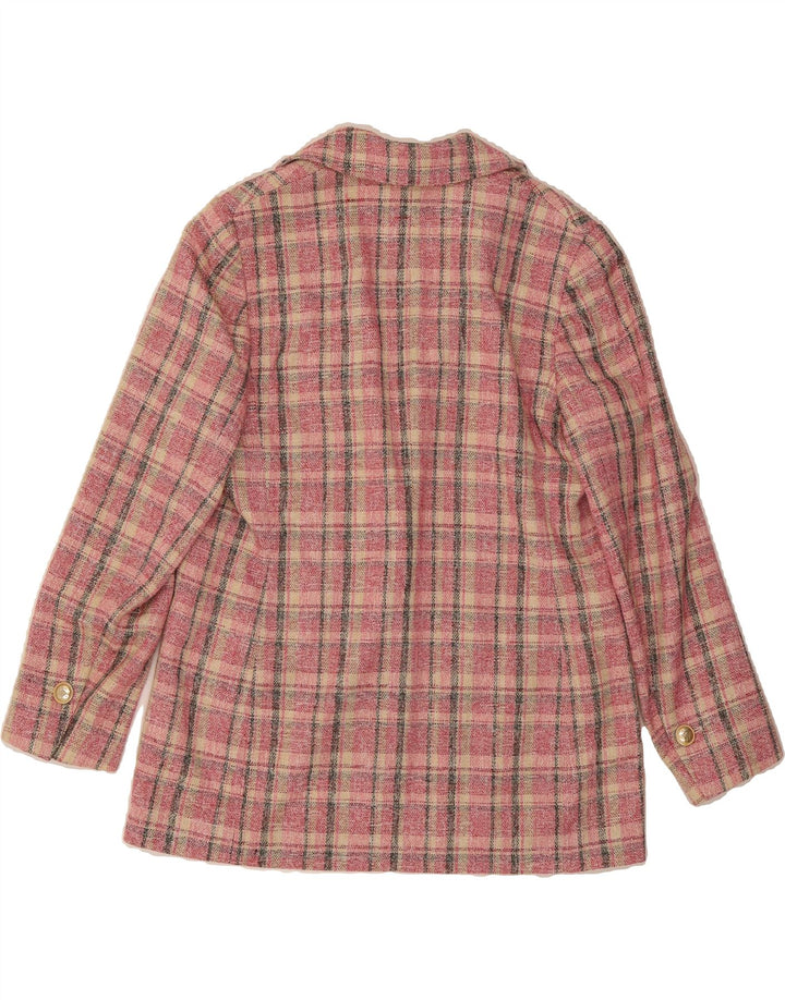 L.K. BENNETT Womens 2 Button Blazer Jacket UK 12 Medium Pink Check Cotton Vintage L.K. Bennett and Second-Hand L.K. Bennett from Messina Hembry 