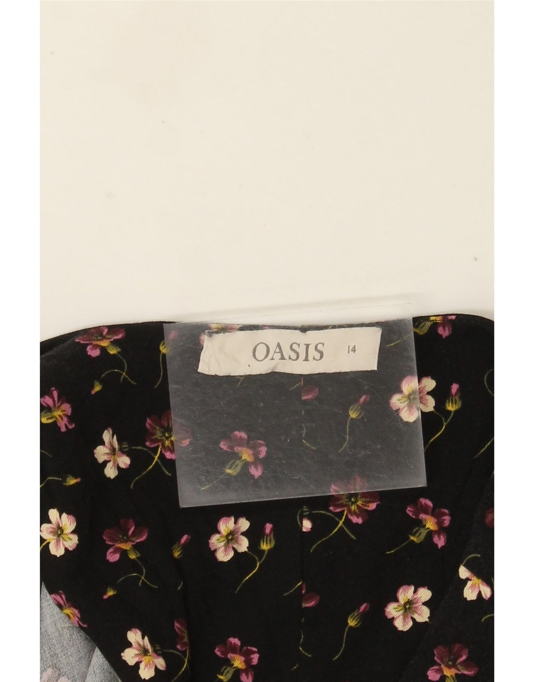 Oasis Mono de Manga Corta para Mujer UK 44 Mediano Negro Floral