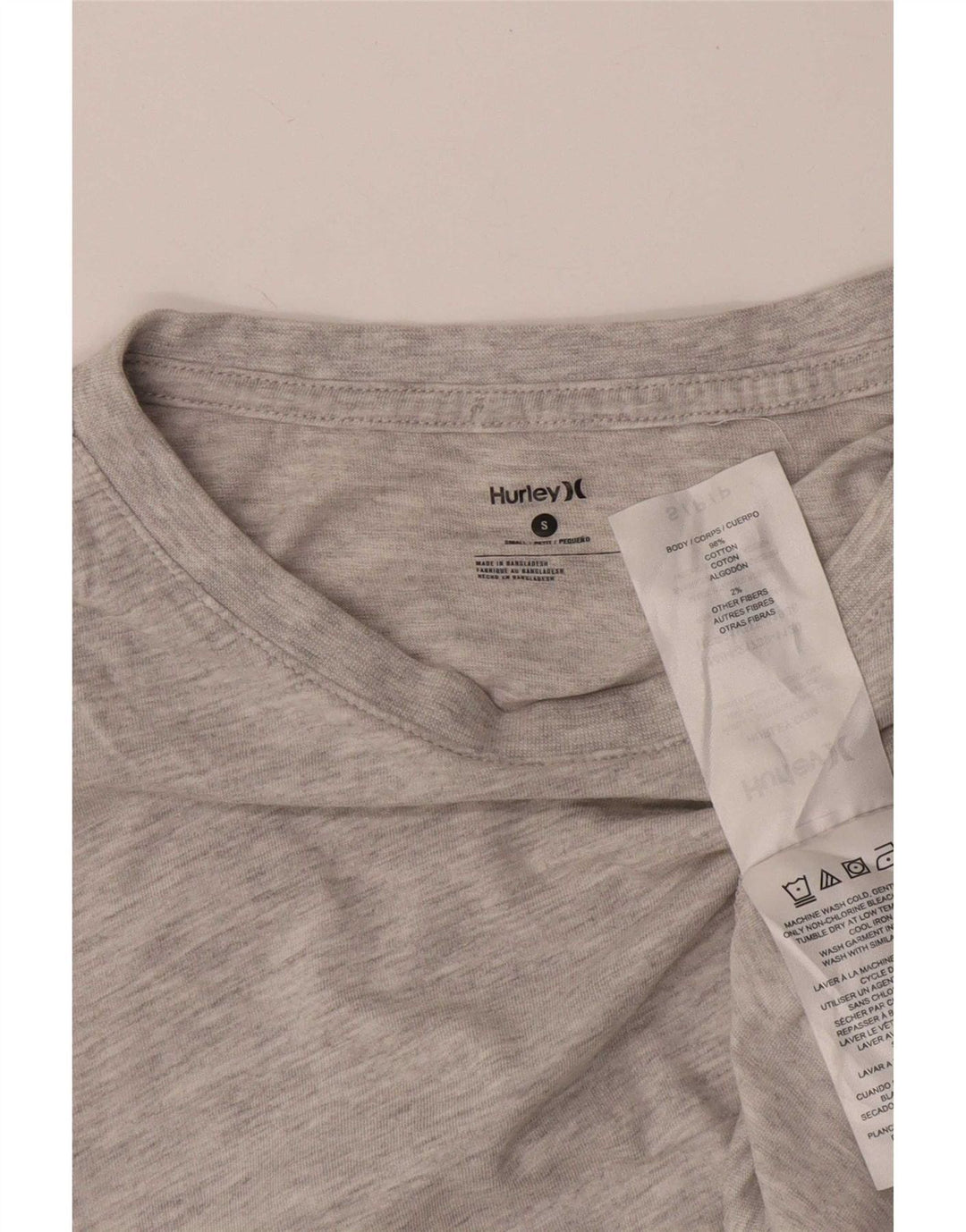 Hurley Hombre Gráfico Top Manga Larga Pequeño Algodón Gris