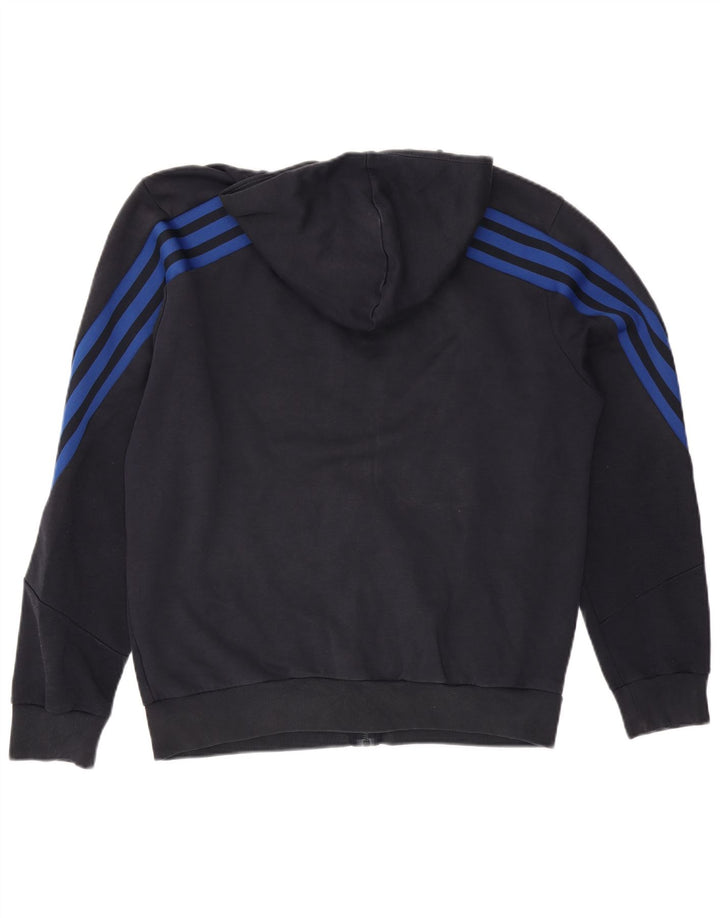 Adidas - Sudadera con capucha y cremallera para hombre, tamaño grande, algodón azul marino