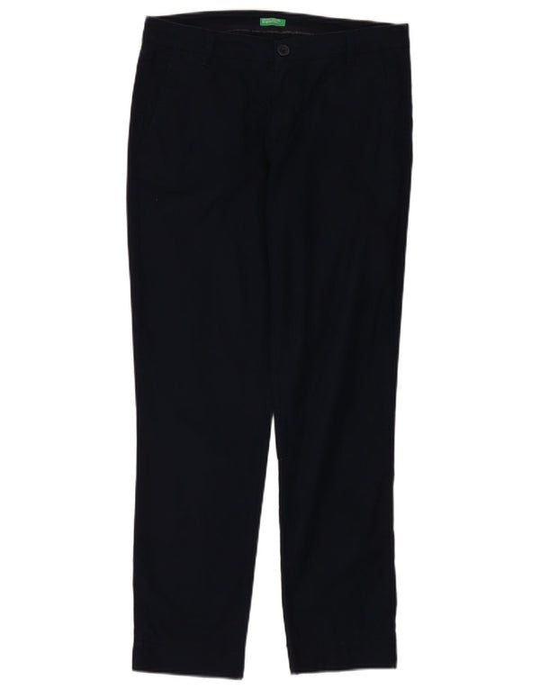 Benetton Pantalones Chinos Slim Para Mujer UK 10 Small W30 L27 Azul Marino Algodón