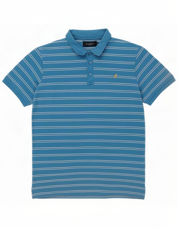 Kangol Mens Polo Shirt 2XL Blue Striped Cotton