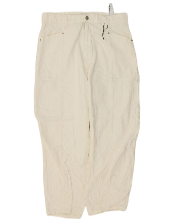 Zara Jeans de cintura alta y corte holgado para mujer EU 42 Large W32 L28 Off White Cotton
