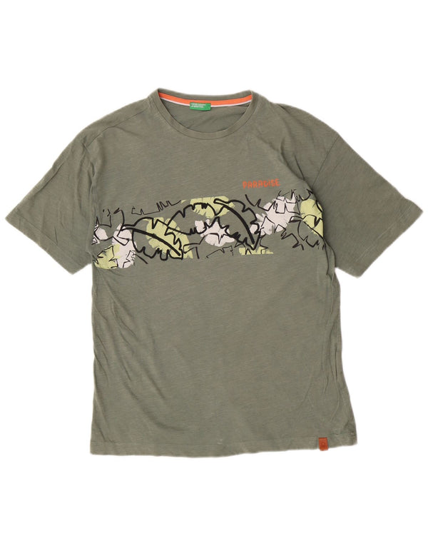 Benetton Camiseta Estampada para Niño 13-14 Años 3XL Caqui Algodón