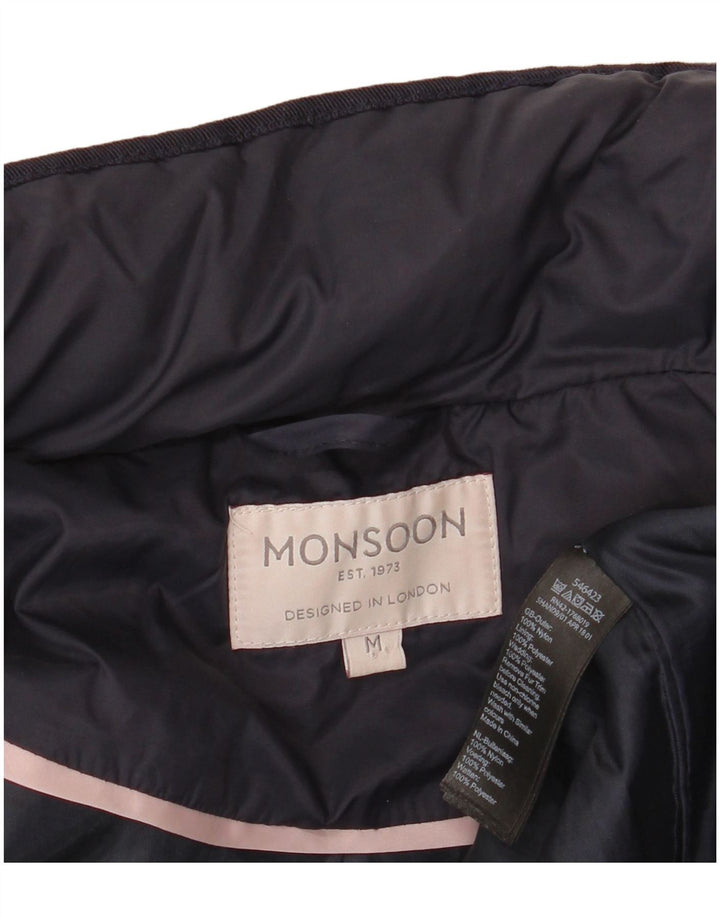Monsoon Abrigo acolchado para mujer UK 44 Medium Azul marino Nylon