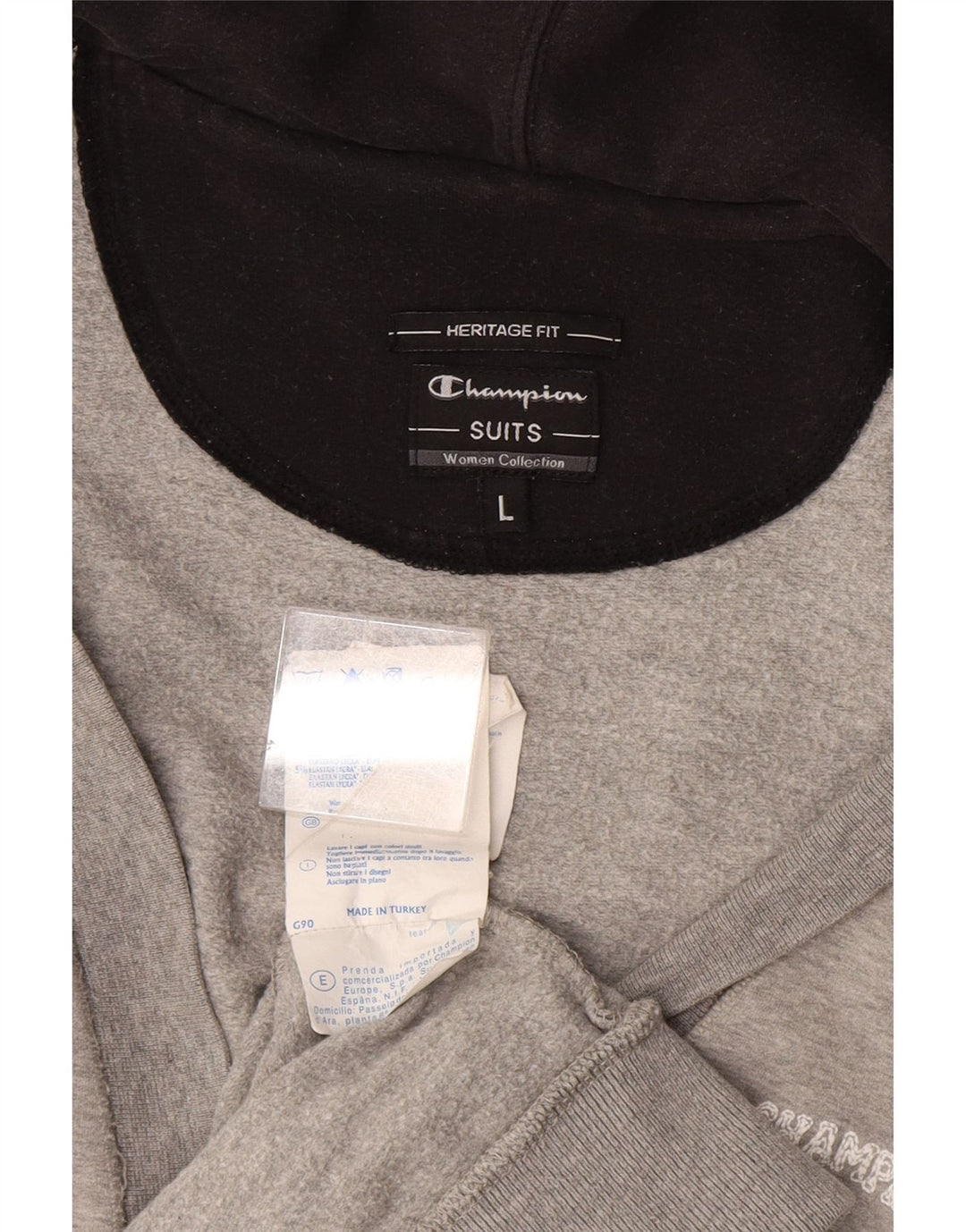 CHAMPION Suéter tipo cárdigan con capucha para mujer Reino Unido 14 Algodón gris grande