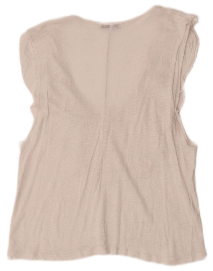 Zara Blusa Sin Mangas para Mujer Top UK 42 Medio Blanco Moteado