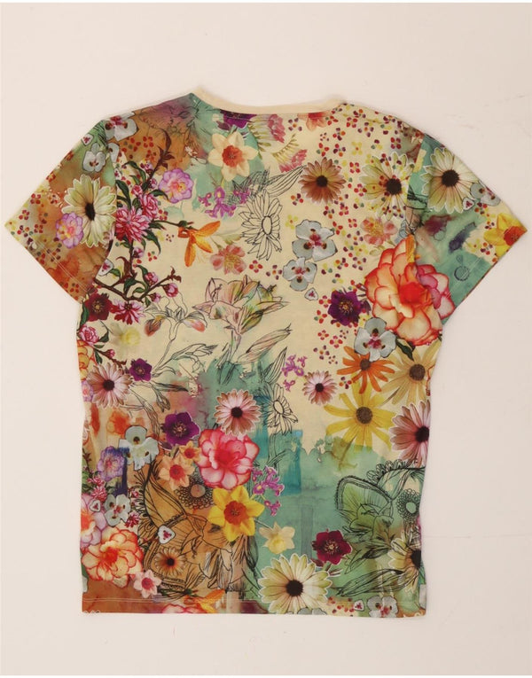 Adidas Camiseta gráfica para mujer Top UK 10 Small Multicolor Floral