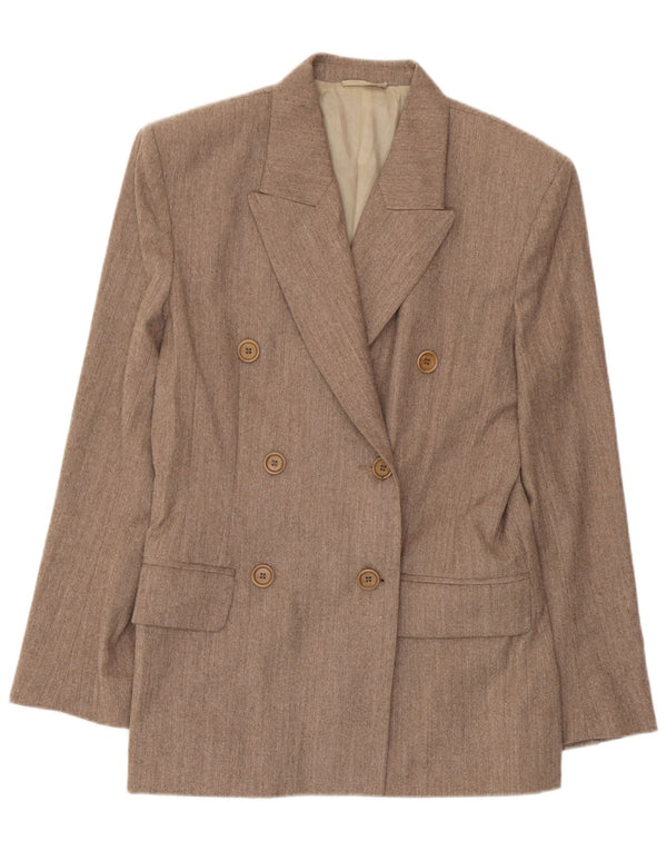 Vintage Womens Double Breasted Blazer Jacket IT 42 Medium Beige Wool