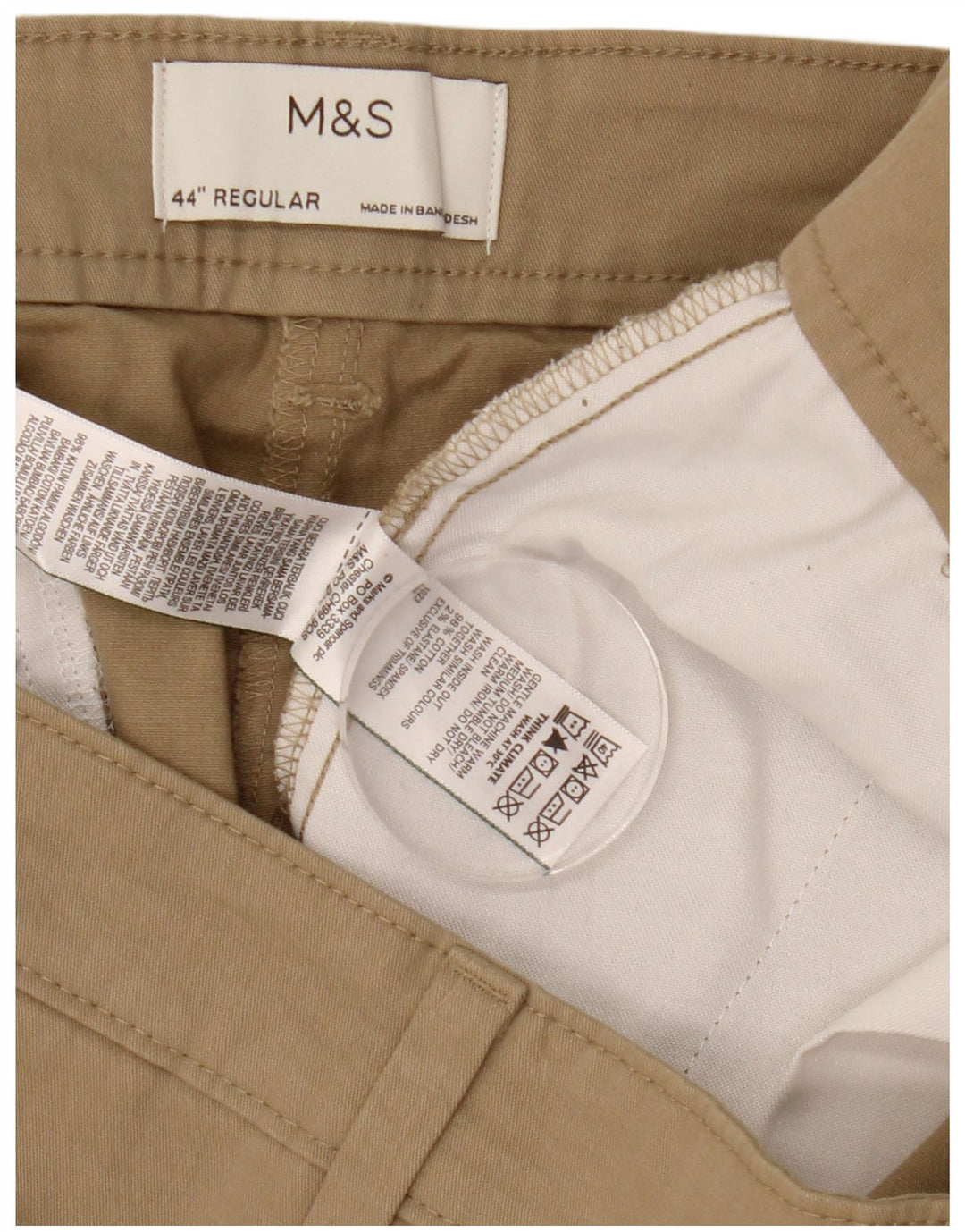 Marks & Spencer Pantalones cortos chinos para hombre W44 2XL Algodón beige