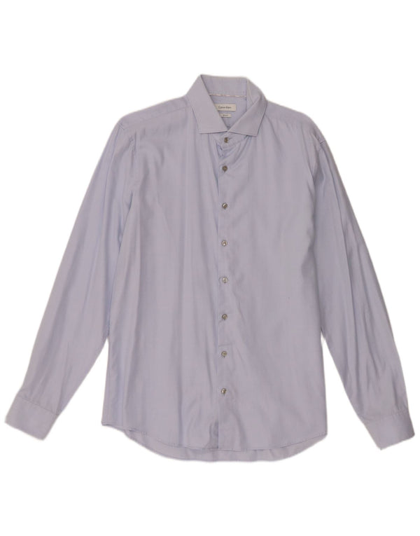 Calvin Klein Camisa ajustada para hombre Talla 42 16 1/2 Algodón azul grande