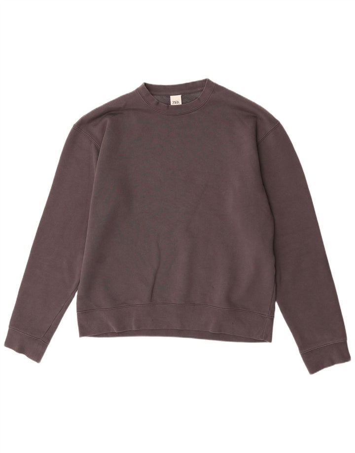 Zara Hombre Sudadera Jumper Large Gris Algodón