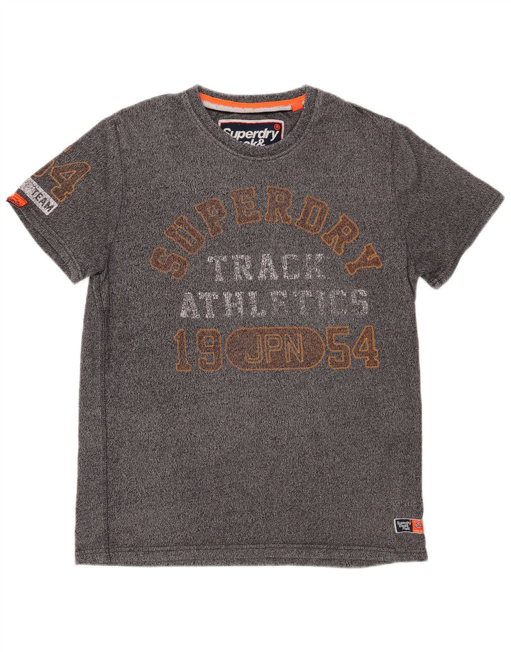 SUPERDRY Camiseta gráfica para hombre Top grande de algodón moteado gris