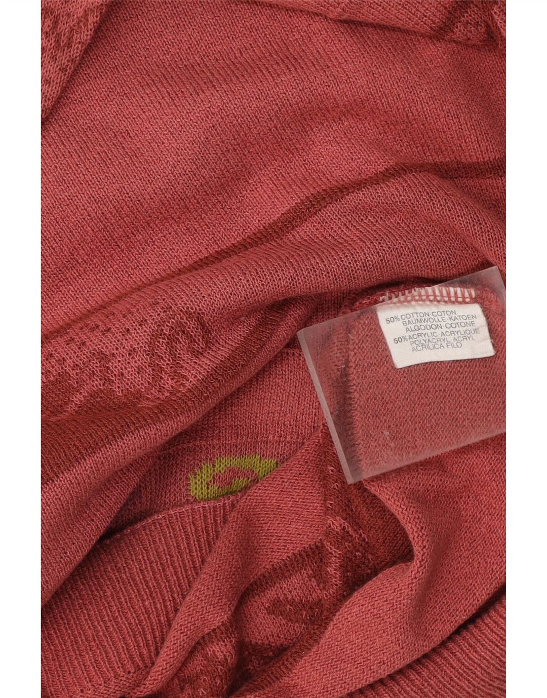 VINTAGE Hombres Crew Neck Jumper Suéter Grande Borgoña Rayas Algodón