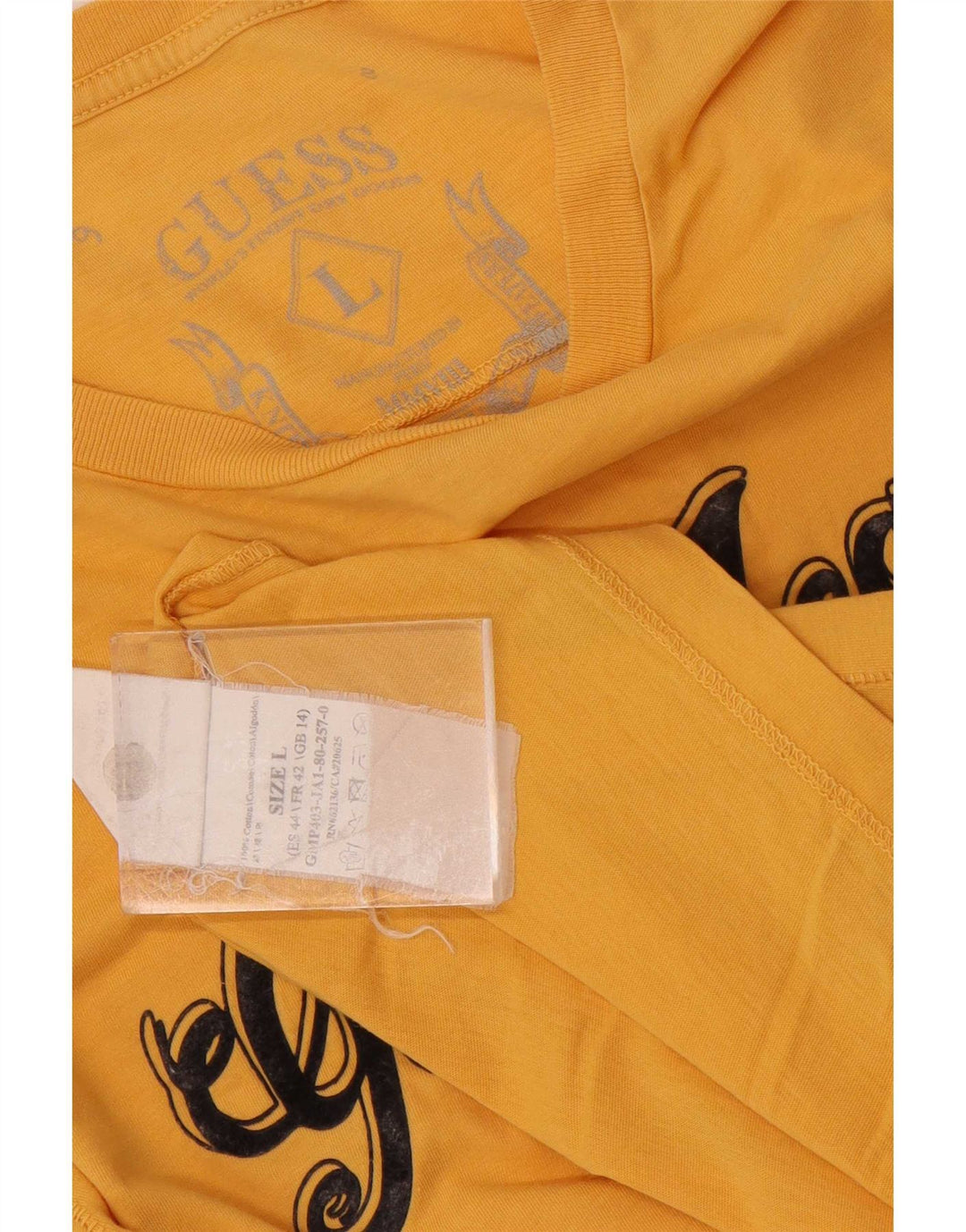 Guess Mens Graphic Top Manga Larga Grande Algodón Amarillo