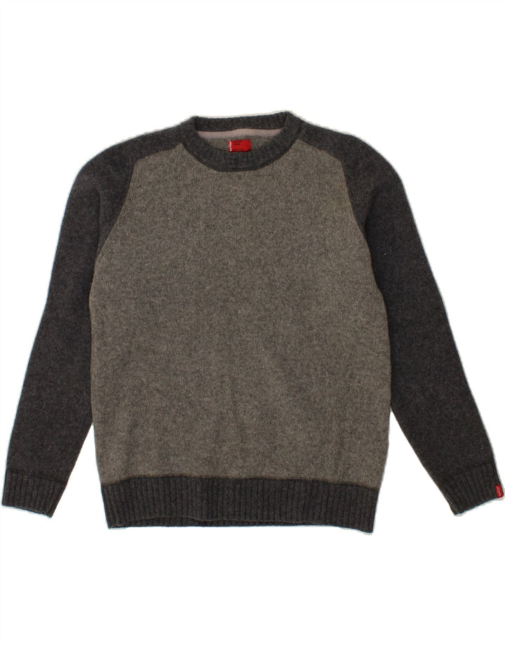 LEVI'S Jersey De Cuello Redondo Para Hombre De Lana De Cordero Gris Color Block Grande