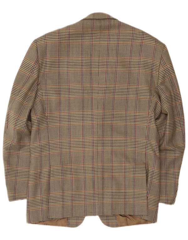 Brooksfield Chaqueta tipo blazer de 2 botones para hombre IT 50 Large Beige Check Wool