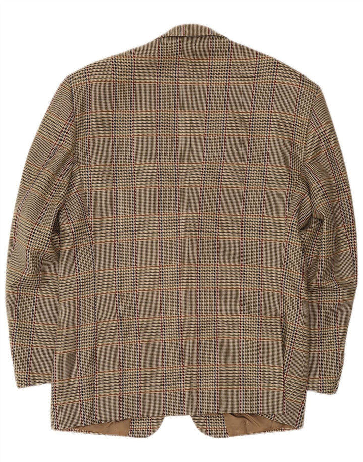 Brooksfield Chaqueta tipo blazer de 2 botones para hombre IT 50 Large Beige Check Wool