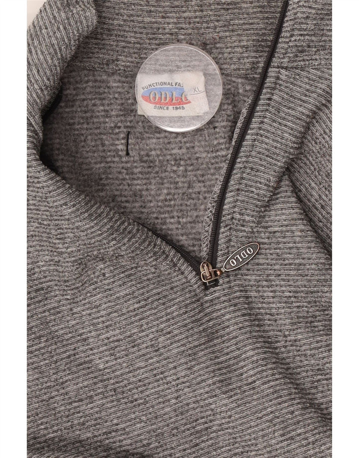 Odlo Hombre Sudadera Con Cremallera Y Cuello Jumper XL Gris Rayas Pintadas