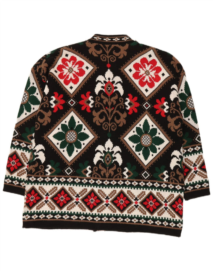 BELLISIMO Suéter tipo cárdigan extragrande para mujer Reino Unido 16 Grande Negro Fair Isle