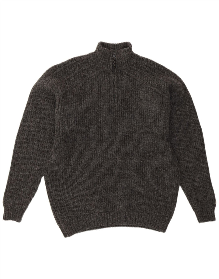 Columbia Hombre Zip Neck Jumper Sweater Lana Gris Medio