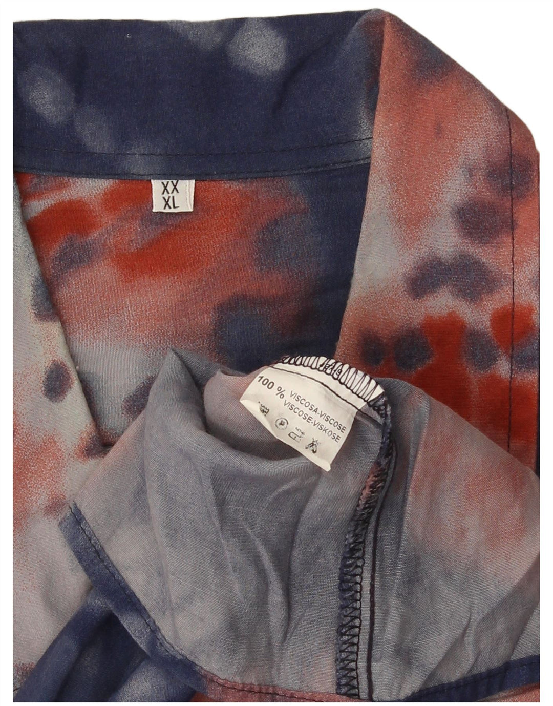 Camisa Vintage Hombre Manga Corta XL Azul Tie Dye