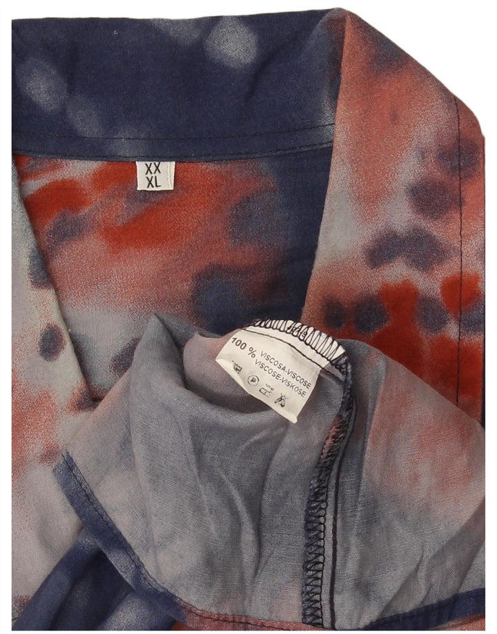 Camisa Vintage Hombre Manga Corta XL Azul Tie Dye