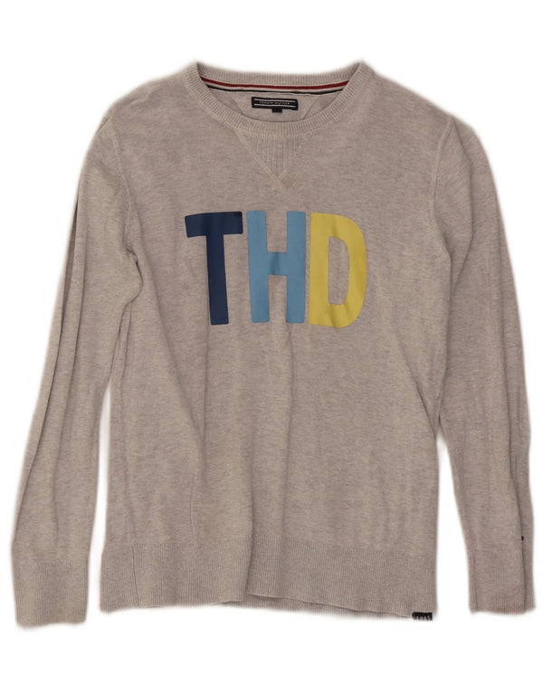 Tommy Hilfiger Suéter gráfico con cuello barco para mujer UK 10 Small Grey
