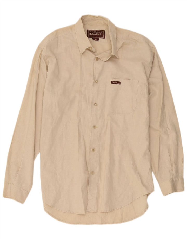 Camisa Marlboro Classics Hombre Grande Lino Beige
