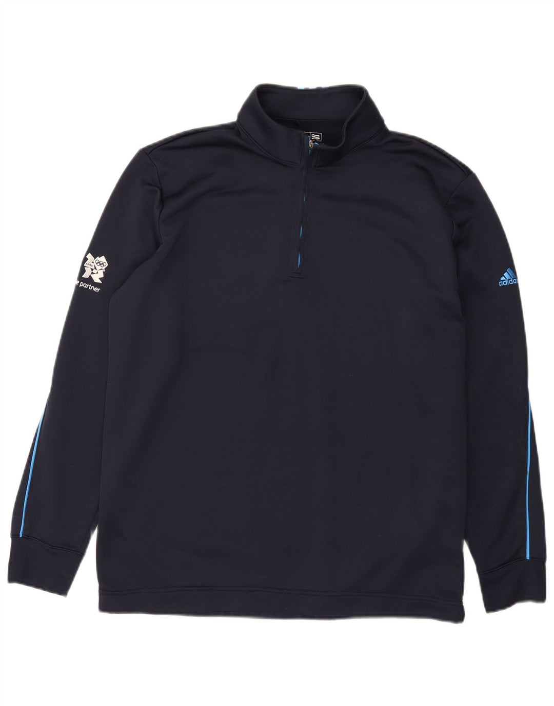 Adidas Mens Climalite Zip Neck Sudadera Jumper Grande Azul Marino Poliéster