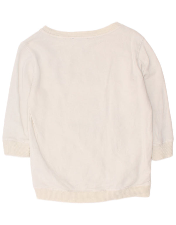 Diesel Mujer Gráfico Manga 3/4 Sudadera Jersey UK 4 XS Algodón Blanco