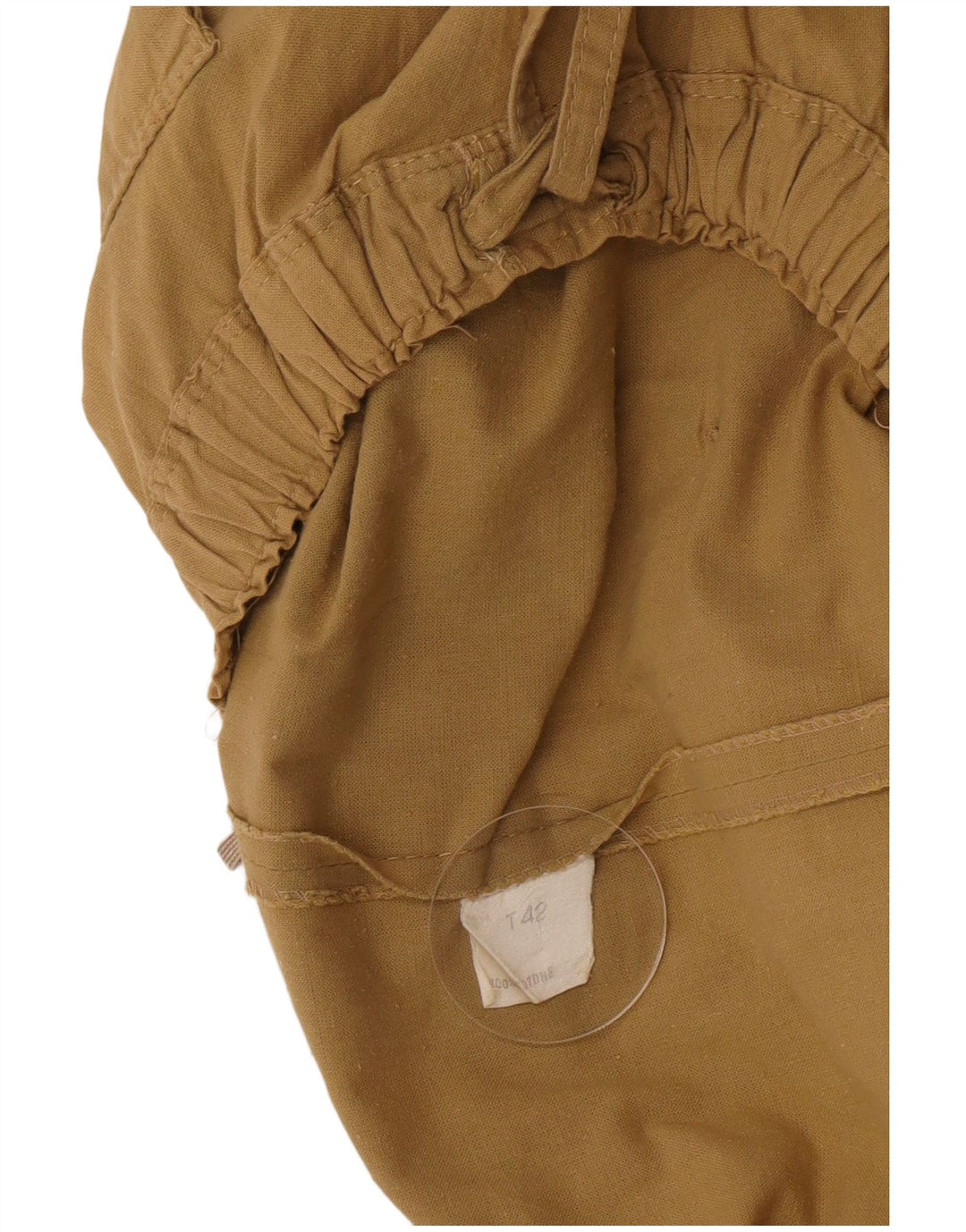 Falda Vintage Mujer A-Line IT 42 Algodón Caqui Medio