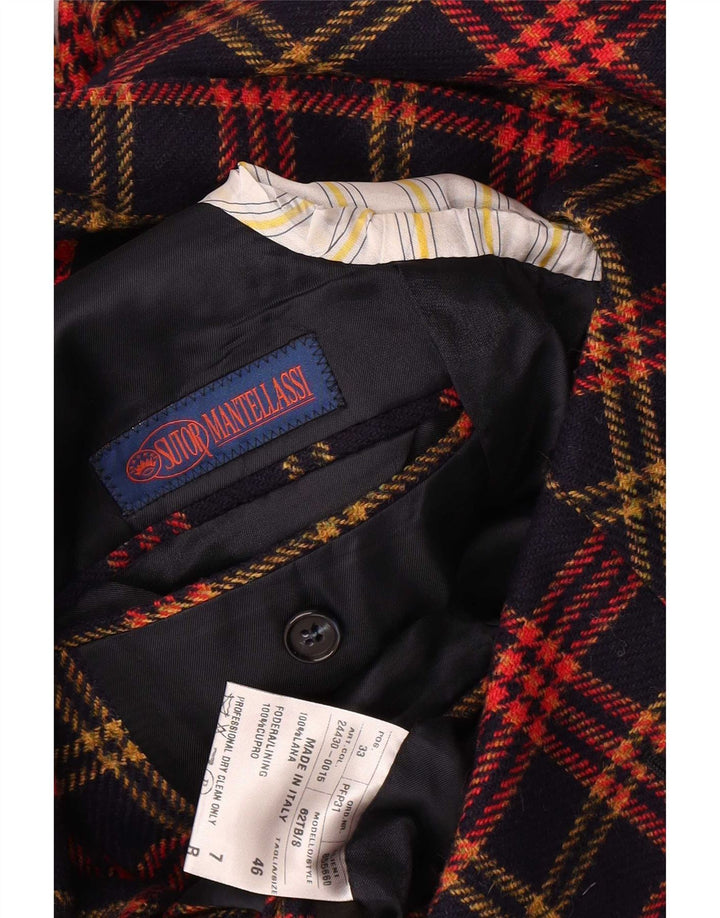 Sutor Mantellassi Chaqueta tipo blazer de 3 botones para hombre IT 46 Small Navy Blue Check