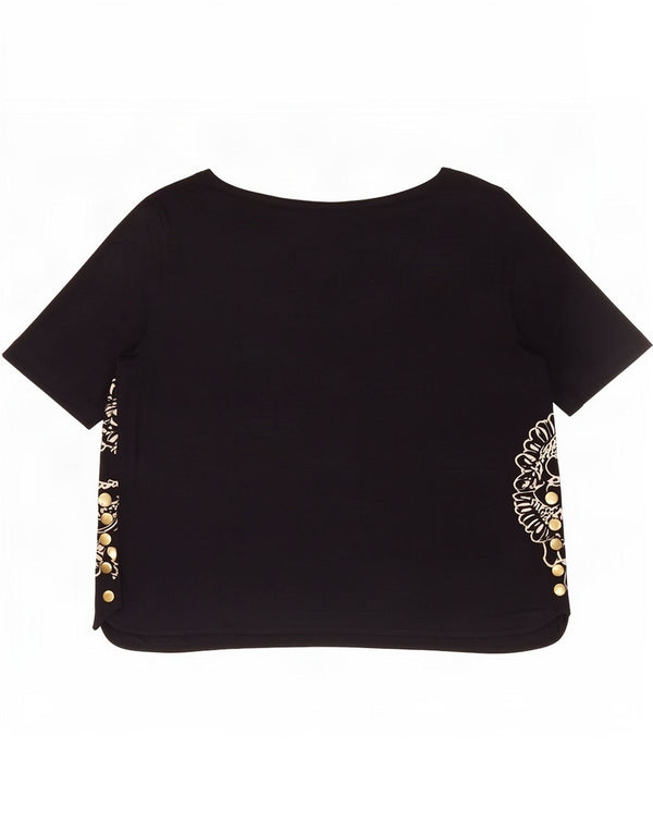 Marks & Spencer Camiseta para Mujer Top UK 24 4XL Azul Marino Floral Viscosa