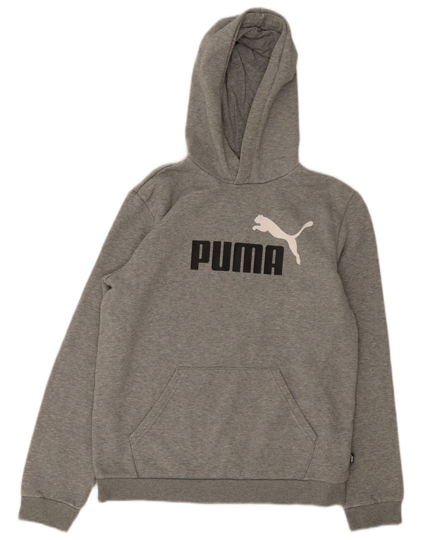 Puma - Sudadera con capucha para niño, 15-16 años, algodón gris