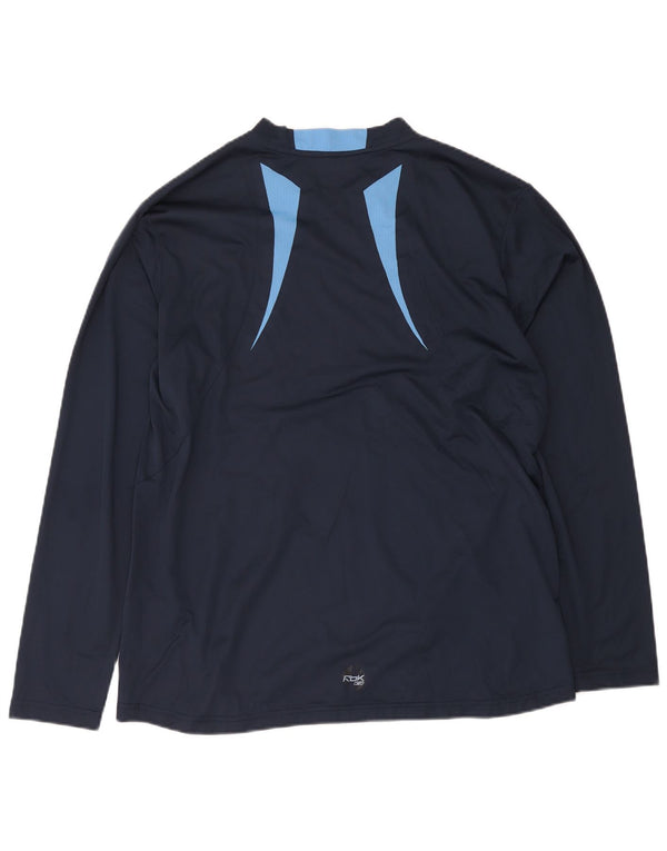 Reebok Hombre Top Manga Larga XL Azul Marino Colorblock Poliéster