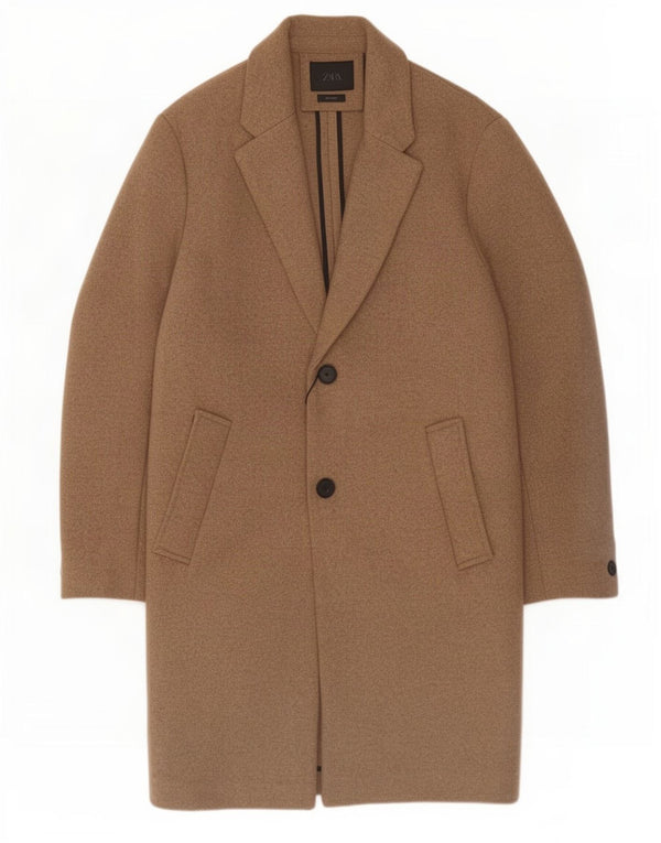 Zara Hombre Abrigo UK 38 Lana Beige Medio