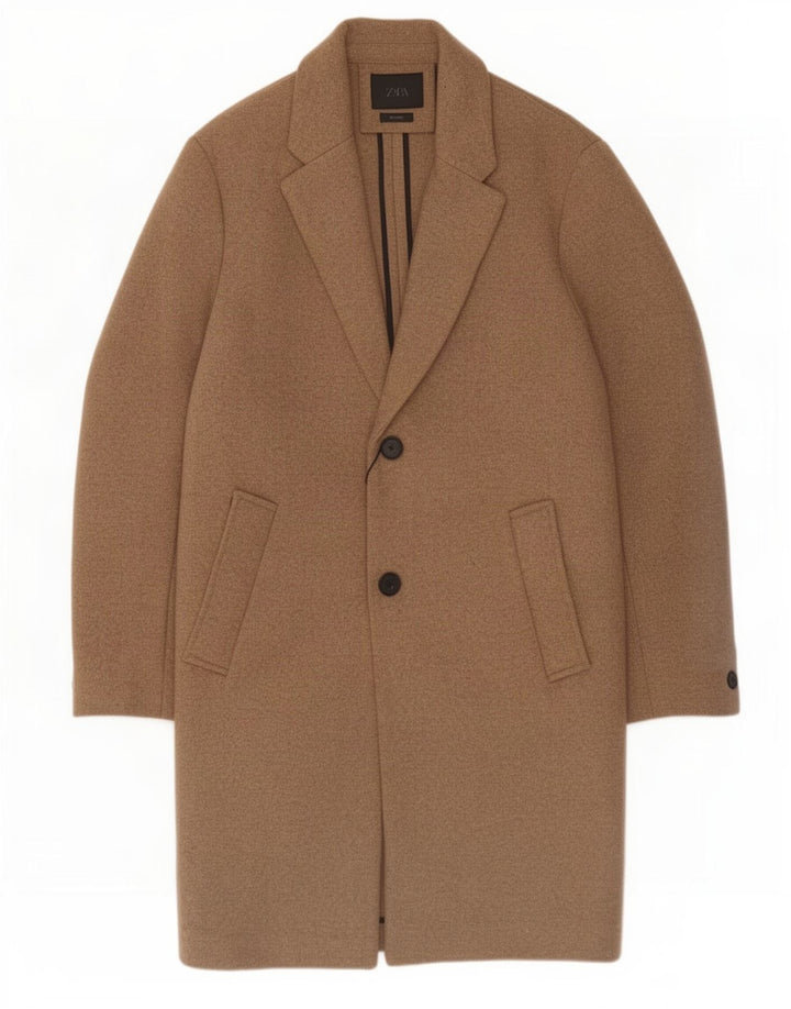 Zara Hombre Abrigo UK 38 Lana Beige Medio