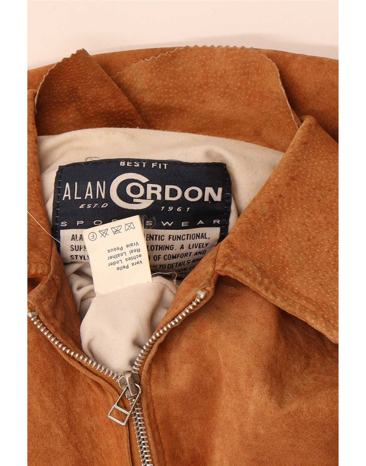 Alan Gordon Chaqueta Bomber de Ante para Mujer Reino Unido 14 Grande Cuero Beige