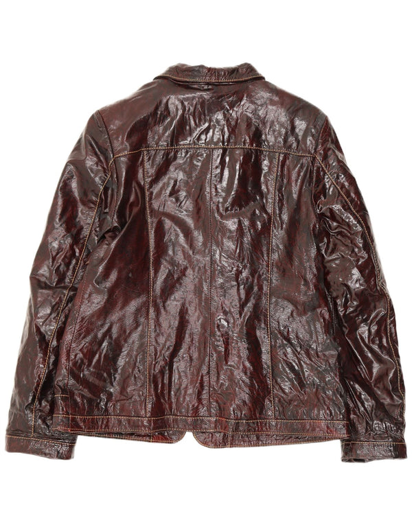 Vintage mujer chaqueta bomber de cuero sintético Reino Unido 24 4XL Borgoña