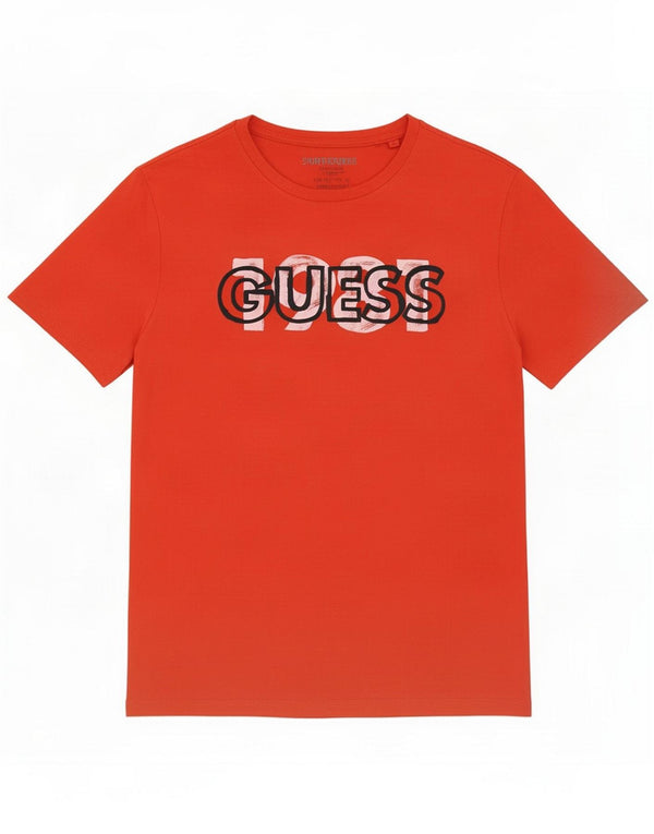 Guess Camiseta gráfica para hombre Top Medium Red Cotton